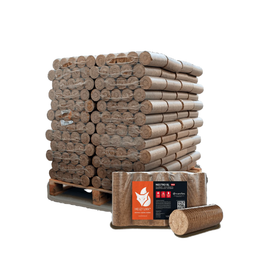 Heizfuxx Nestro XL Rot Hartholzbriketts – 960 kg Palette (96 x 10 kg) Hochverdichtete Holzbriketts für Kamin & Ofen