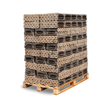 Laden Sie das Bild in den Galerie-Viewer, Heizfuxx PiniKay Quadro Hartholzbriketts – 960 kg Palette (96 x 10 kg) Hochverdichtete Vierkant Holzbriketts für Kamin &amp; Ofen
