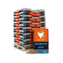 Laden Sie das Bild in den Galerie-Viewer, Heizfuxx Holzpellets Blue ENplus A1 – 975 kg Palette (65 x 15 kg) Premium Holzpellets für Pelletöfen
