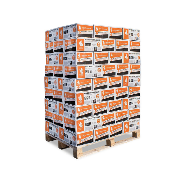 Heizfuxx Nestro Hartholzbriketts M – 972 kg Palette (81 x 12 kg Kartons) Premium Holzbriketts für Kamin & Ofen