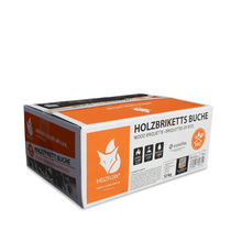 Laden Sie das Bild in den Galerie-Viewer, Heizfuxx Nestro Hartholzbriketts M – 972 kg Palette (81 x 12 kg Kartons) Premium Holzbriketts für Kamin &amp; Ofen