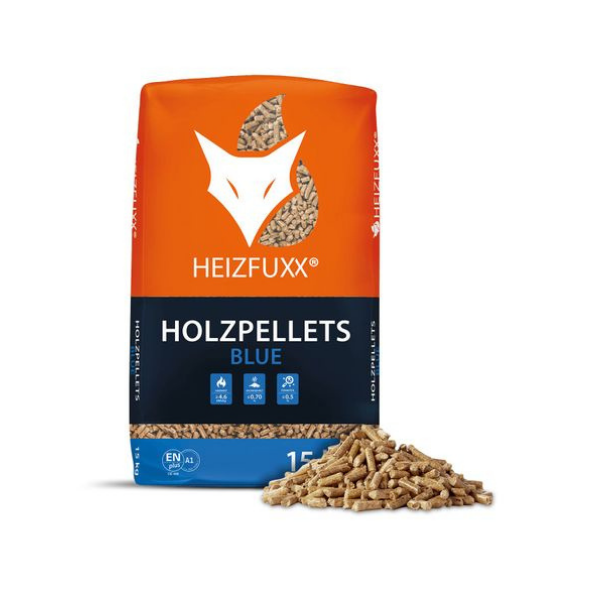 Heizfuxx Holzpellets Blue ENplus A1 – 975 kg Palette (65 x 15 kg) Premium Holzpellets für Pelletöfen