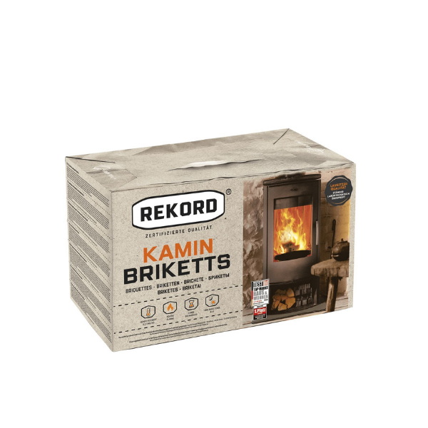Rekord Braunkohlebriketts – 900 kg Palette (90 x 10 kg) Klassische Kamin- & Ofenbriketts
