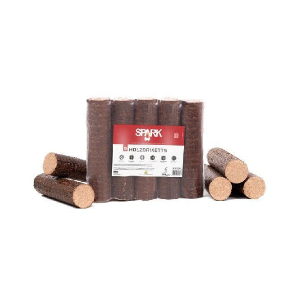 Spark Hartholzbriketts Buche Rund – 960 kg Palette (96 x 10 kg) Premium Holzbriketts für Kamin & Ofen